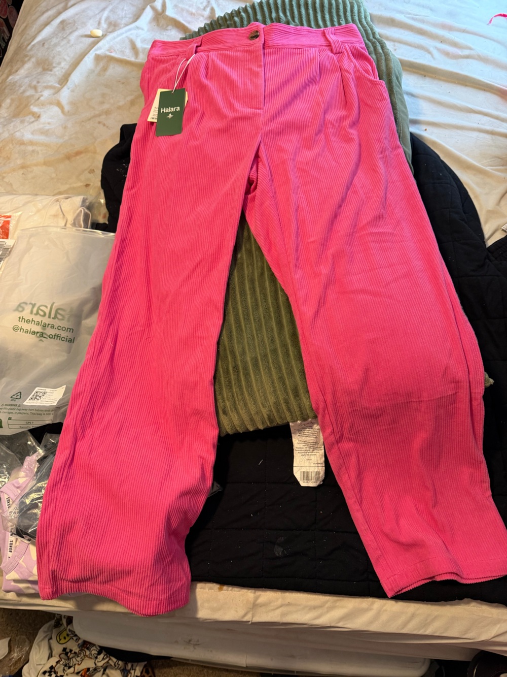 Halara  Pink Corduroy Bottoms